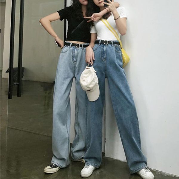 

women's pants & capris high waist denim pants, wide leg women jeans, straight autumn loose trousers for women, 2021, street clothes, Black;white