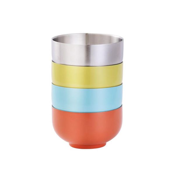 

bowls stainless steel bowl thickened double-layer home children anti-scald anti-fall insulation student instant noodles color