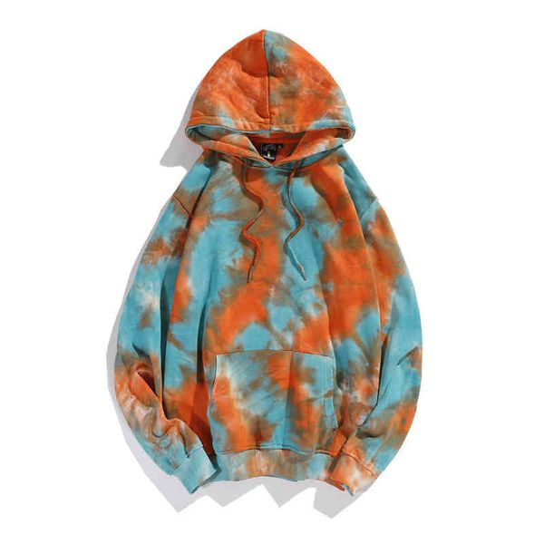 

men's and women's hooded sweatshirts, 100% cotton long sved sweaters, hip hop style, large street cloth, tie dyeing, Black