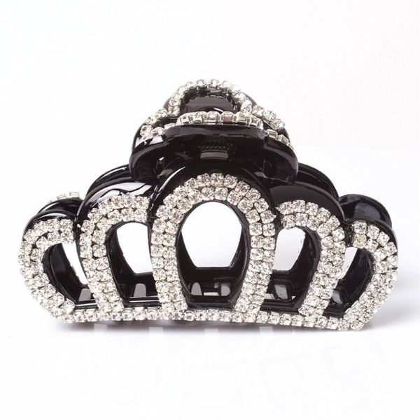 

hair clips & barrettes korean style crown shape claw black hollow vintage white rhinestone plastic, Golden;silver