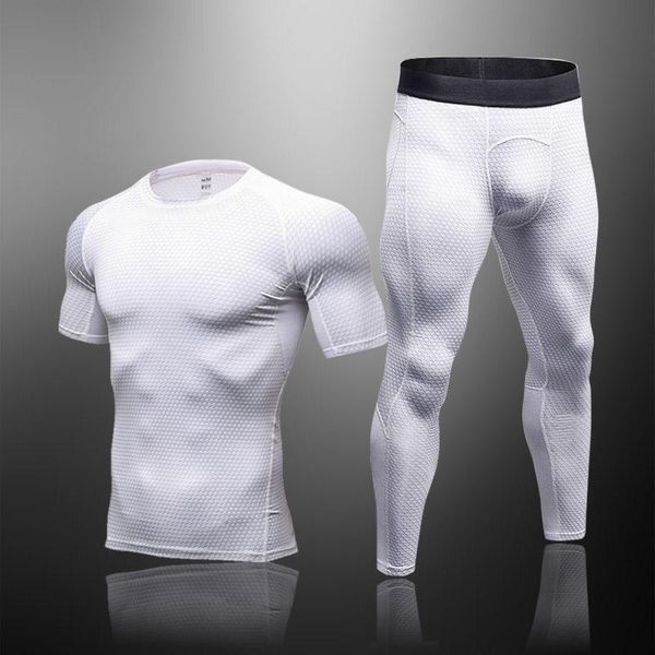 

men's tracksuits 2021 summer short-sleeved sports suit running quick-drying wicking fitness 2-piece trousers + t-shirt, Gray