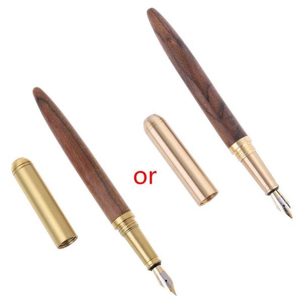 

fountain pens vintage luxury wooden copper signature pen fine nib 0.7mm writing tool for travel office business dropship