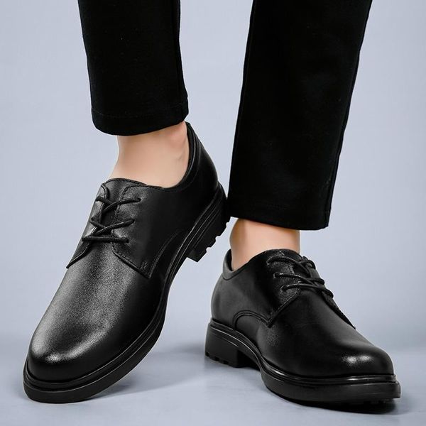 

dress shoes men genuine leather casual lace up oxfords fashion male breathable mens zapatos de hombre big size 49, Black
