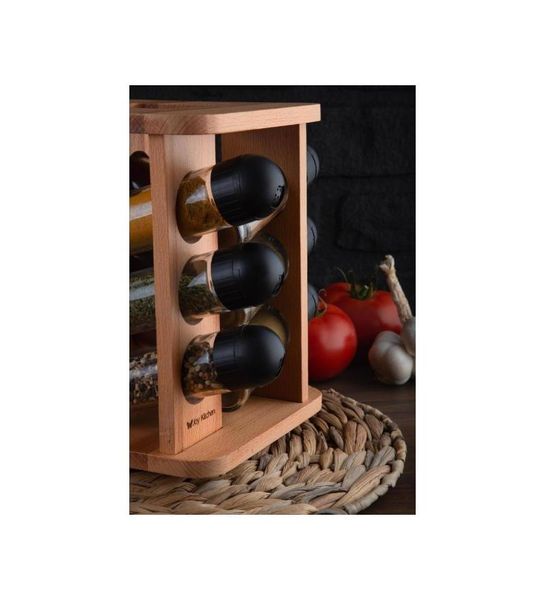 

storage bottles & jars spice set 12pcs rotatable jar seasoning with wooden stand cork kitchen accessories standing for spices bottle lip glo