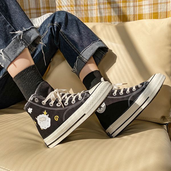 

new cashmere press velvet high canvas of student-style korea women plate casual shoes ubbb, Black