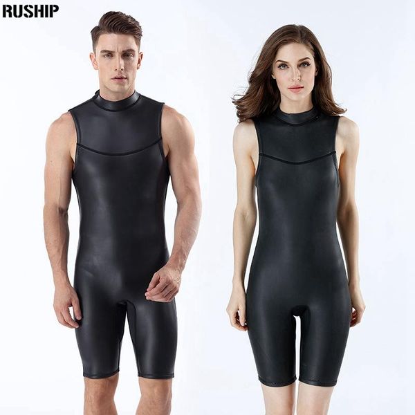 

2mm men swim diving suit sleeveless super elastic waterproof snorkeling smooth skin neoprene black cr soft light leather fabric