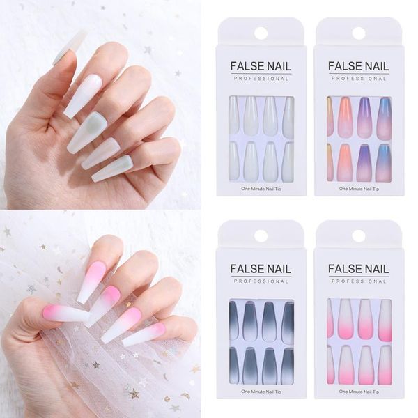 

false nails european american style fake extra long with gum glossy abs acrylic for women nail, Red;gold