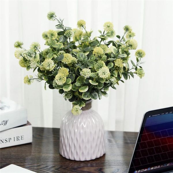 

decorative flowers & wreaths 1bunch silk white dandelion hydrangea artificial bouquet for wedding bride holding flower home room decoration