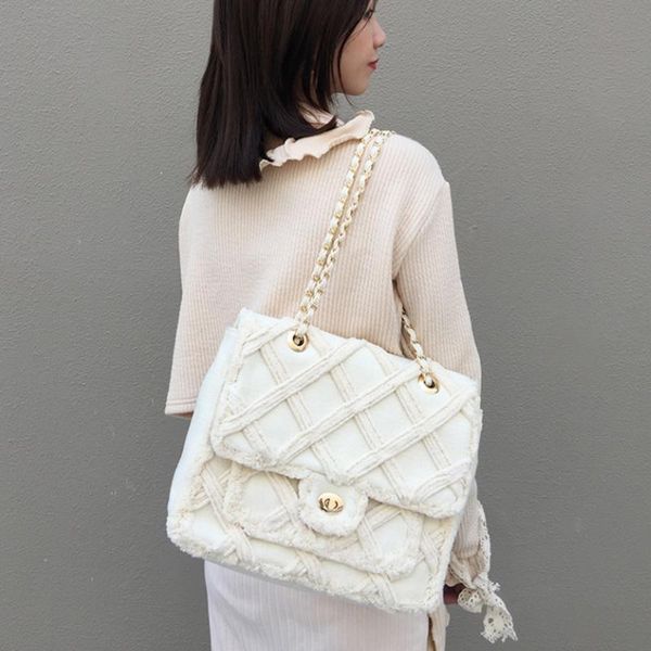 

evening bags luxury shoulder for women canvas cotton ladies designer bag cloth wool palid female white handbag large shopper