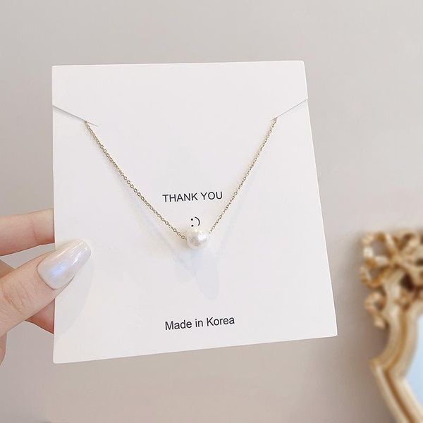

chains korea light luxury simple pearl necklace retro elegant compact titanium steel clavicle chain 2021 net red female, Silver