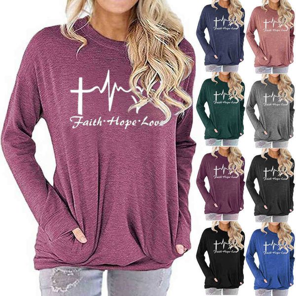 

fashion hoodies faith hope love long sleeve t-shirt, Black