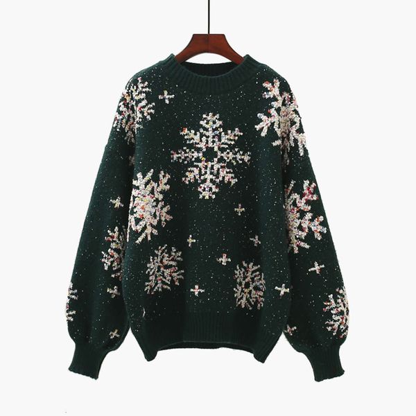 

christmas sweater girl's pullover winter thickened 2020 new korean style loose outside lantern sleeve t-shirt, White;black