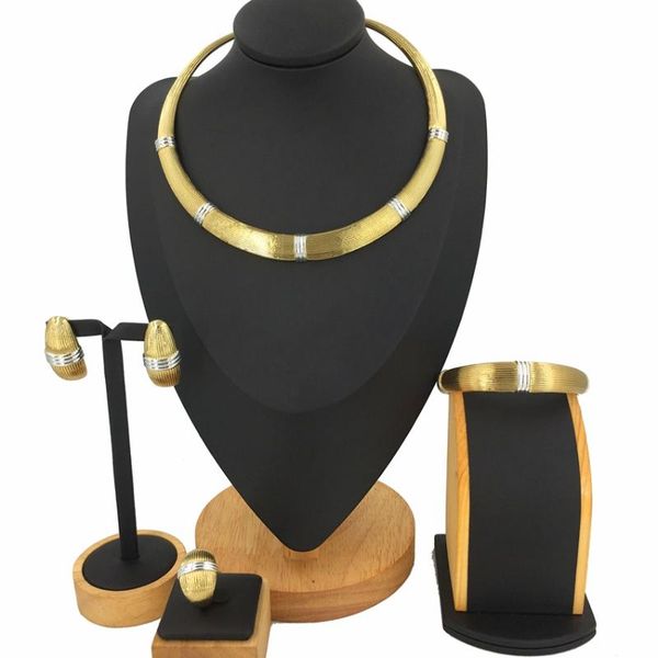 

earrings & necklace selling brazilian gold luxury copper plated jewelry set italian four sets women party wedding gift, Silver