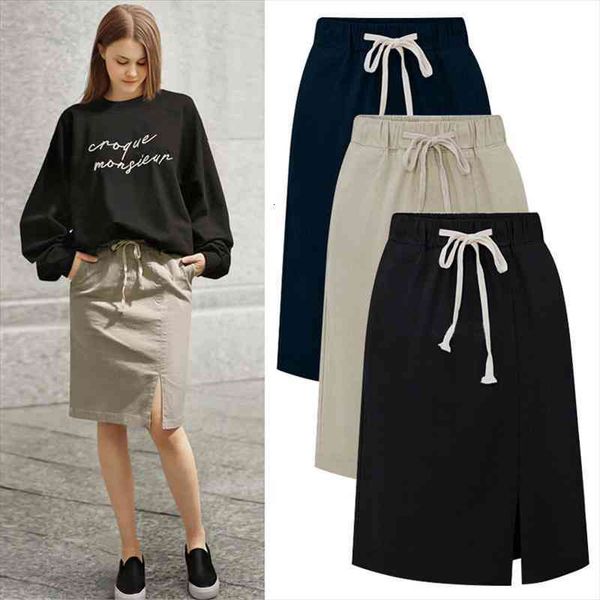 

cotton women skirts large size 5xl 6xl causal skirt for women high waist a line causal plus size female skirts, Black