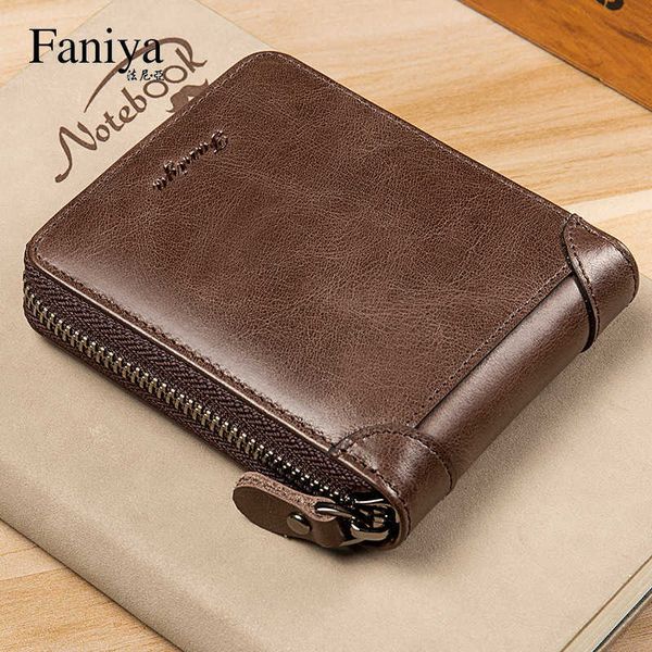 

fania men's wallet short leather zipper driver's license card bag 2021, Black