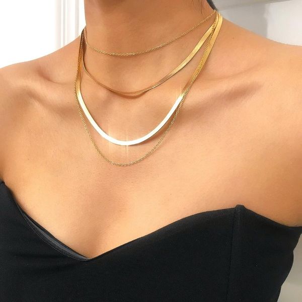 

chains jewelry mix and match thick thin cross chain necklace, women's punk geometric snake bone chain, multi-layer necklace, Silver