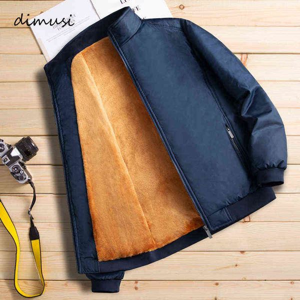 

dimusi winter mens bomber jackets casual male outwear fleece thick warm windbreaker jacket man thermal baseball coats clothing y1122, Black;brown