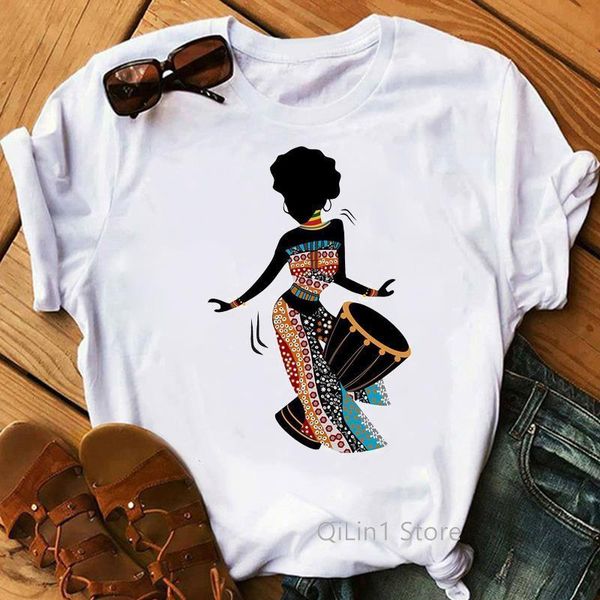 

vintage black girl pure african t shirt women vogue melanin shirt aesthetic clothes haut femme summer white female t-shirt