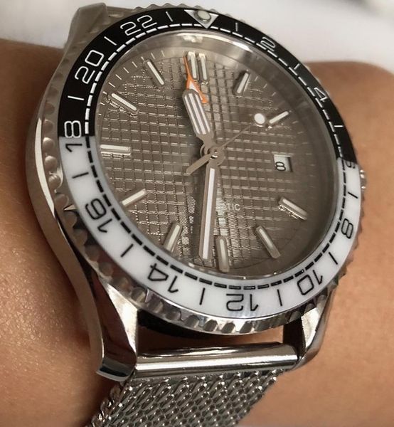 

wristwatches bliger 40mm automatic mechanical men watch luxury sapphire crystal ceramic bezel gmt luminous waterproof wristwatch, Slivery;brown