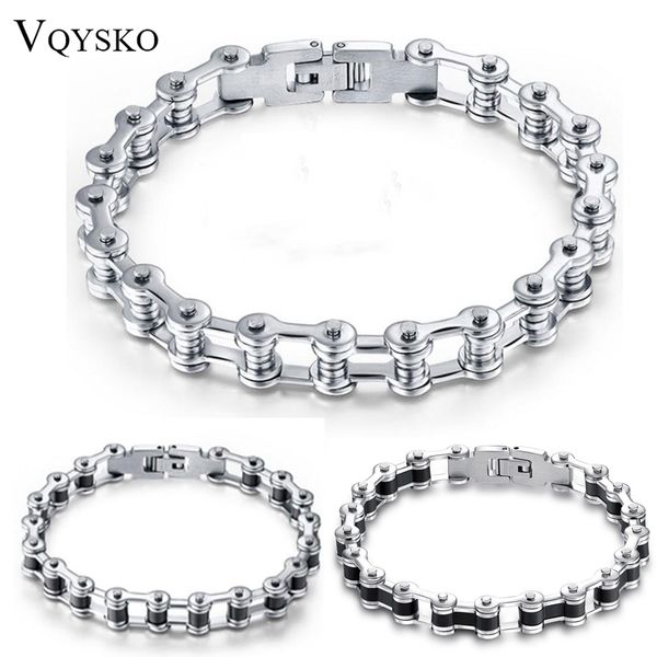 

stainless steel biker bracelet men's motorcycle chain punk rock male bracelet biker bicycle bracelets for men, Black