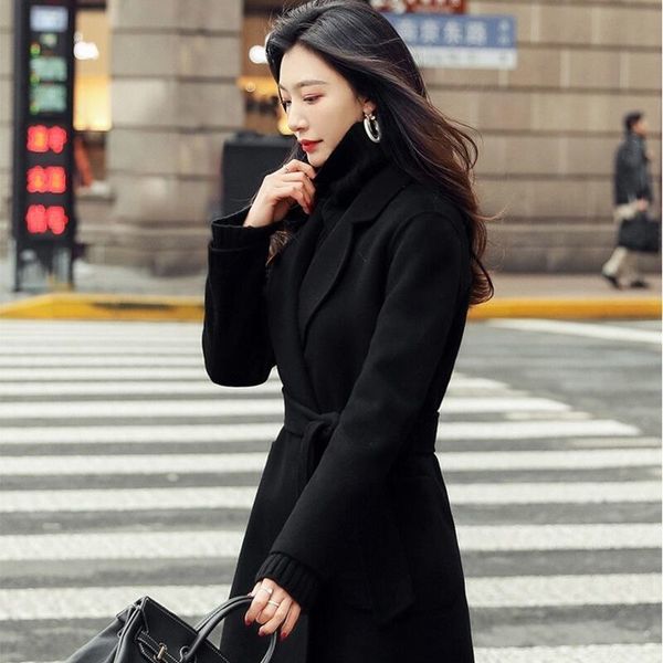 

women korean winter long overcoat outwear coat loose plus size cardigans long sleeve manteau femme hiver elegant, Tan;black