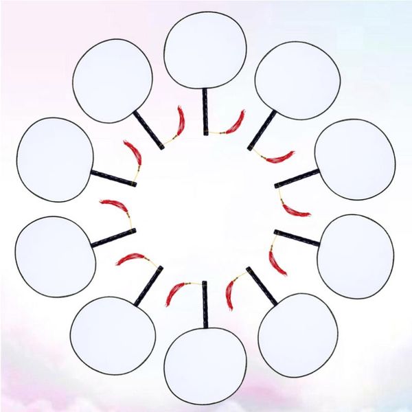 

other home decor 10pcs white chinese hand silk cloth fan painting diy round held kindergarten creative art material