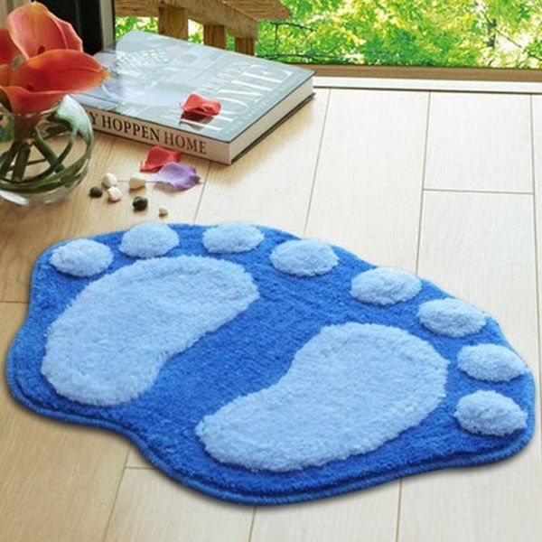 

bath mats bedroom bedside absorbent non-slip lovely big feet flocking carpet