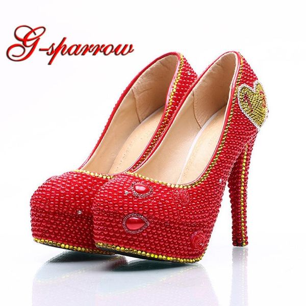 

dress shoes luxurious rhinestone wedding red pearl bridal plus size 45 handmade sepcial design prom party pumps, Black