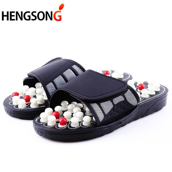 

slippers fashion men sandal for feet chinese acupressure therapy rotating foot massager shoes unisex, Black