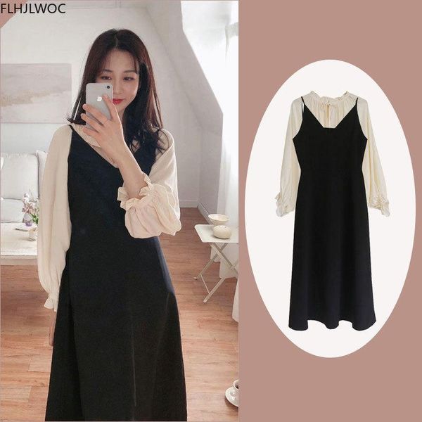 

date outfits womens girls fashion french chic sleevelesss spaghetti strap vintage long black brace dress o2252, Black;gray