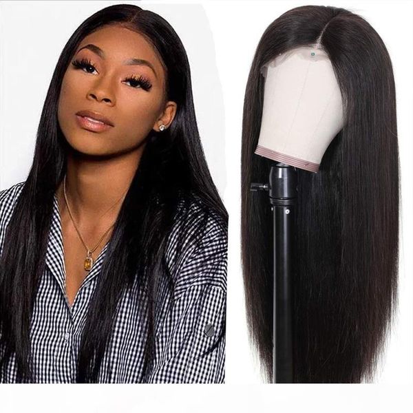 

natural silky straight full lace wigs 13x4 lace front human hair wig remy hair with baby hair pre plucked hairline brazilian peruvian, Black;brown