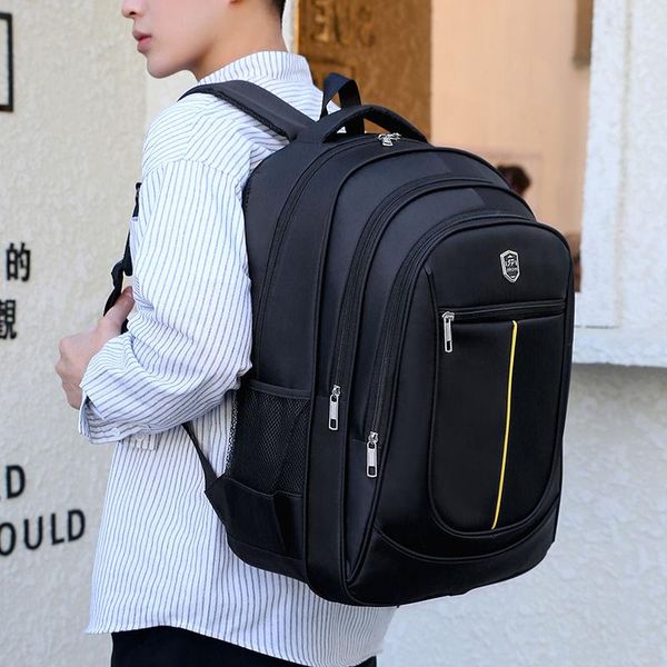 

backpack men travel large capacity nylon black multiple pockets school bags for boys teenage student bagpack usb