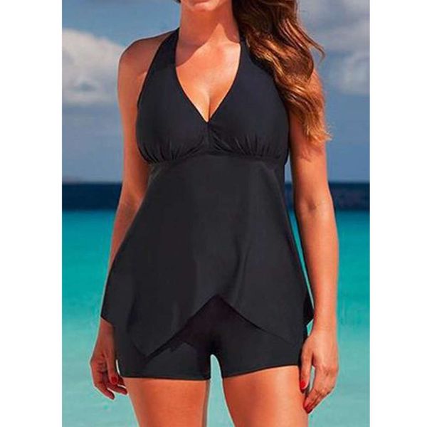 

black flat skirt split bikini women's large swimsuit, White;black