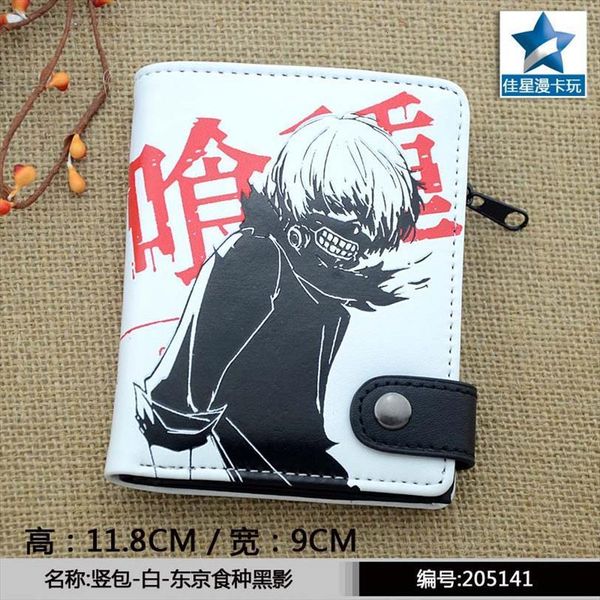 

black kaneki ken of white hair in pu short zero wallet anime tokyo ghoul coin purse with interior zipper pocket, Red;black