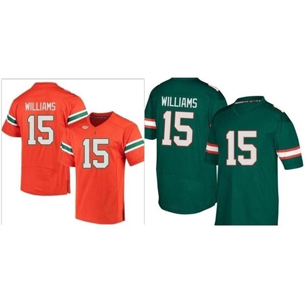 

custom 668 miami hurricanes jarren williams #15 real embroidery college football jersey size s-4xl or custom any name or number jersey, Black