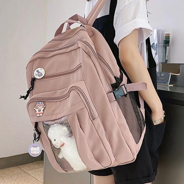 

school bags female travel double shoulder backpack student bag for teenager girls 2021 summer nylon women rucksack s2488