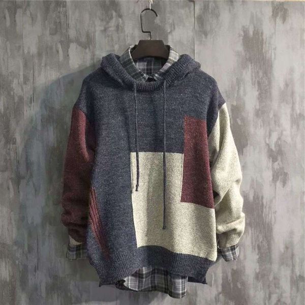 

2021autumn and winter trend men's personality loose lazy style korean hooded sweater thickened, White;black