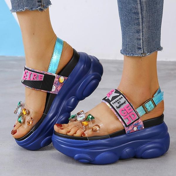 

sandals height wedge thick bottom women's fashion shoes high heels, Black