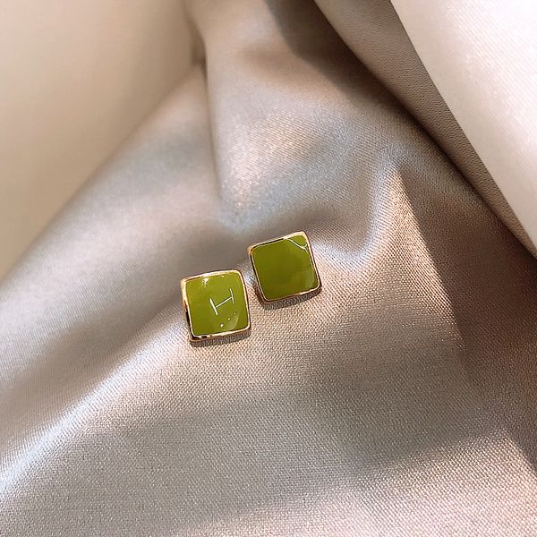 

New Trendy Green square Ear studs Charm Lady Earrings Jewelry Unusual Gifts For Women girls AFSHOR