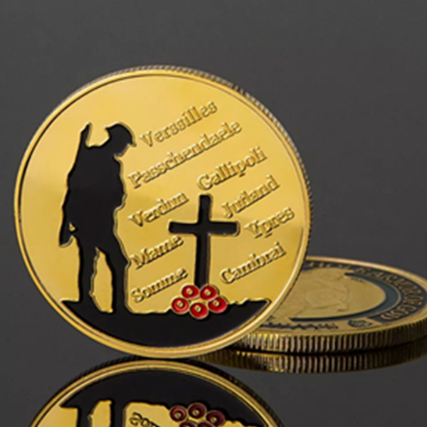 

50pcs 1914-1918 military craft gold plated souvenir coin great war 100th anniversary commemorative challenge badge medal