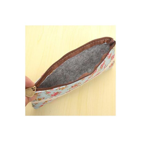 

wholesale- 1pc/lot zakka vintage dots flower lace series zipper felt pencil bag/pen case/ students' gift/office jllzks lucky2005