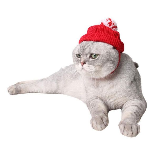 

dog apparel 1pc winter worm soft fluffy solid color red adjust cotton christmas cap pet cat puppy hat party decoration