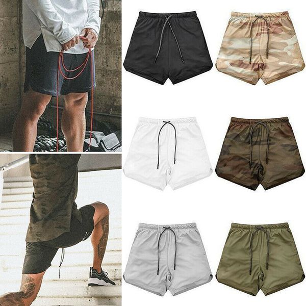 

2019 men sport training bodybuilding summer shorts workout fitness gym short broek, White;black