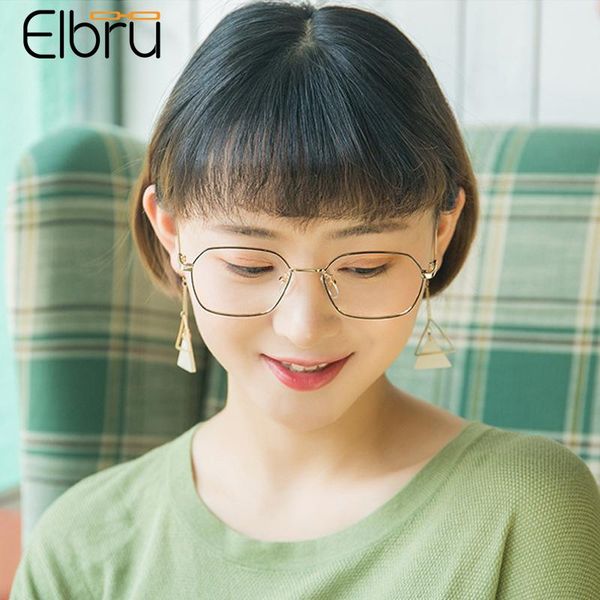 

fashion sunglasses frames elbru 2021 simple optical glasses men women vintage square metal eyeglasses frame ultralight clear lens plain spec, Black