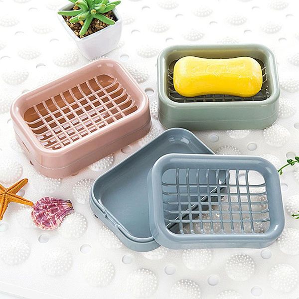 

soap dishes double layer water draining shower non slip dish pp storage box easy clean detachable kitchen sink solid bathroom organizer
