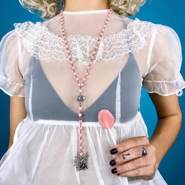 

pendant necklaces women necklace fashion jewelry korean style plastic flower heart chain ornament accessories, Silver