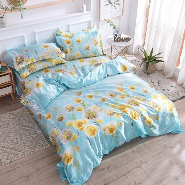 

bedding sets 31 silk bed linen 4pcs  king size floral printed duvet cover twin bedcloth summer pastoral sheets