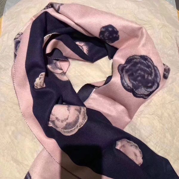 

designer women camellia printed cashmere scarf paris brand long neck winter wool scarfs woolen scarves warm flowers cotton shawl wraps foula, Blue;gray