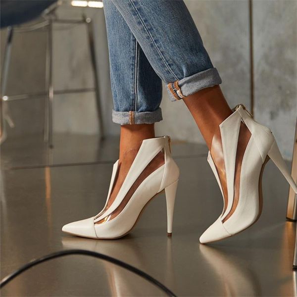 

dress shoes transparent pumps women summer high heels stiletto clear ladies ankle boots pointed toe wedding party plus size, Black
