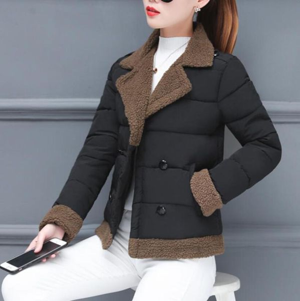 

s-2xl thick warm cotton coat 2021 autumn and winter clothing new korean version of down cotton padded slim jacket, Black